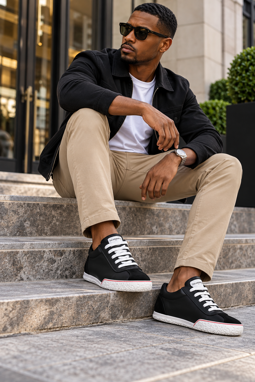 DeLoatch and Company Red String Theory Italian Leather and Suede Sneaker