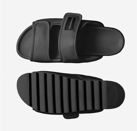 Black Italian Leather Slide
